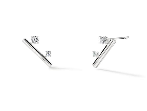 Barre 18K White Gold Floating 0.36cttw VS G-H Diamond Climber Earrings by HOF