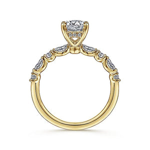 Captivating 14K Yellow Gold Round Diamond Semi-Mount Engagement Ring