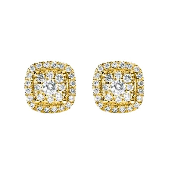 14K Yellow Gold 0.50cttw H/I SI Diamond Cluster Stud Earrings