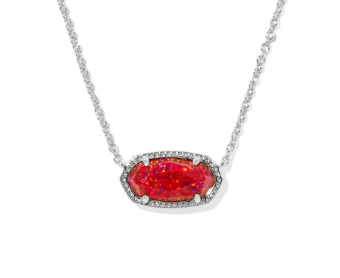 Elisa Silver Red Kyocera Opal Pendant Necklace by Kendra Scott