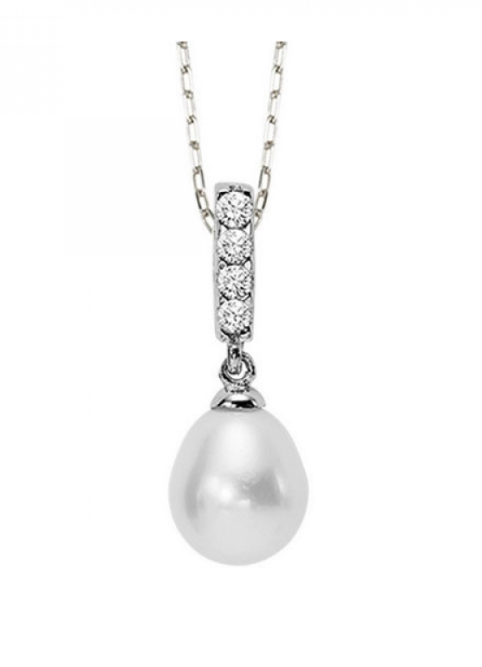 Silver & CZ Pearl Pendant
