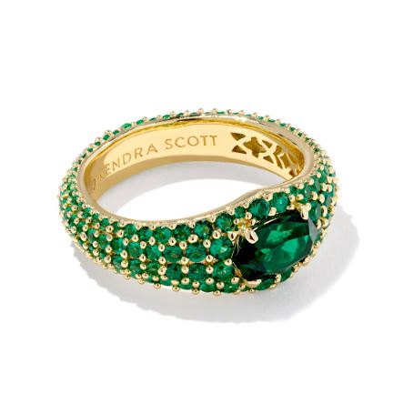 Bella Gold Plated Dark Green Crystal Band Ring Sz 8 by Kendra Scott