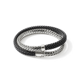 Icon Extension Silver Chain & Black Rubber Cord Double Wrap Bracelet by John Hardy