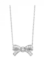 10K White Gold 0.14cttw Diamond Ribbon Pendant