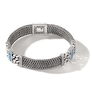 Sterling Silver Rata Bracelet with Treated Turquoise and Black Matrix by John Hardy