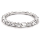 14K White Gold 0.50cttw VS2 G Round/Baguette Diamond Wedding Band by DFU