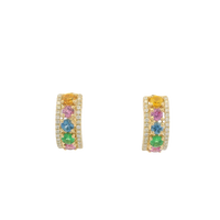 14K Yellow Gold Fancy Sapphire & Diamond Earrings by RJM
