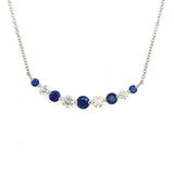 18K White Gold Diamond & Sapphire Necklace