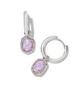 Daphne Silver Lilac Kyocera Opal Framed Huggie Earrings by Kendra Scott