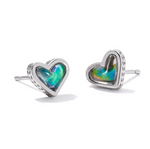 Framed Ari Silver Mood Stone Heart Stud Earrings by Kendra Scott