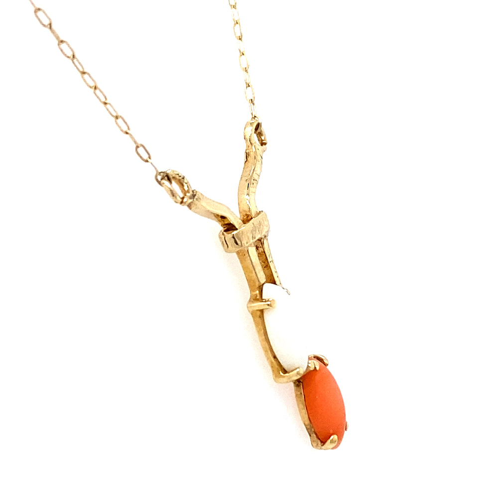 Estate Opal & Coral Lavalier Necklace