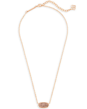 Elisa Rose Gold Plated Necklace in Rose Gold Drusy by Kendra Scott