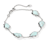 Adriana Scallop Frame Silver Sea Green Chrysocolla Delicate Chain Bracelet by Kendra Scott