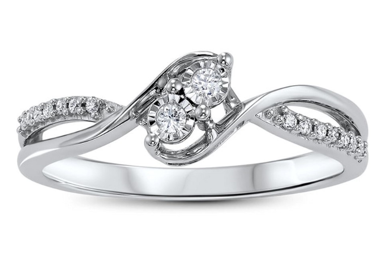14K White Gold 0.10cttw Diamond Engagement Ring