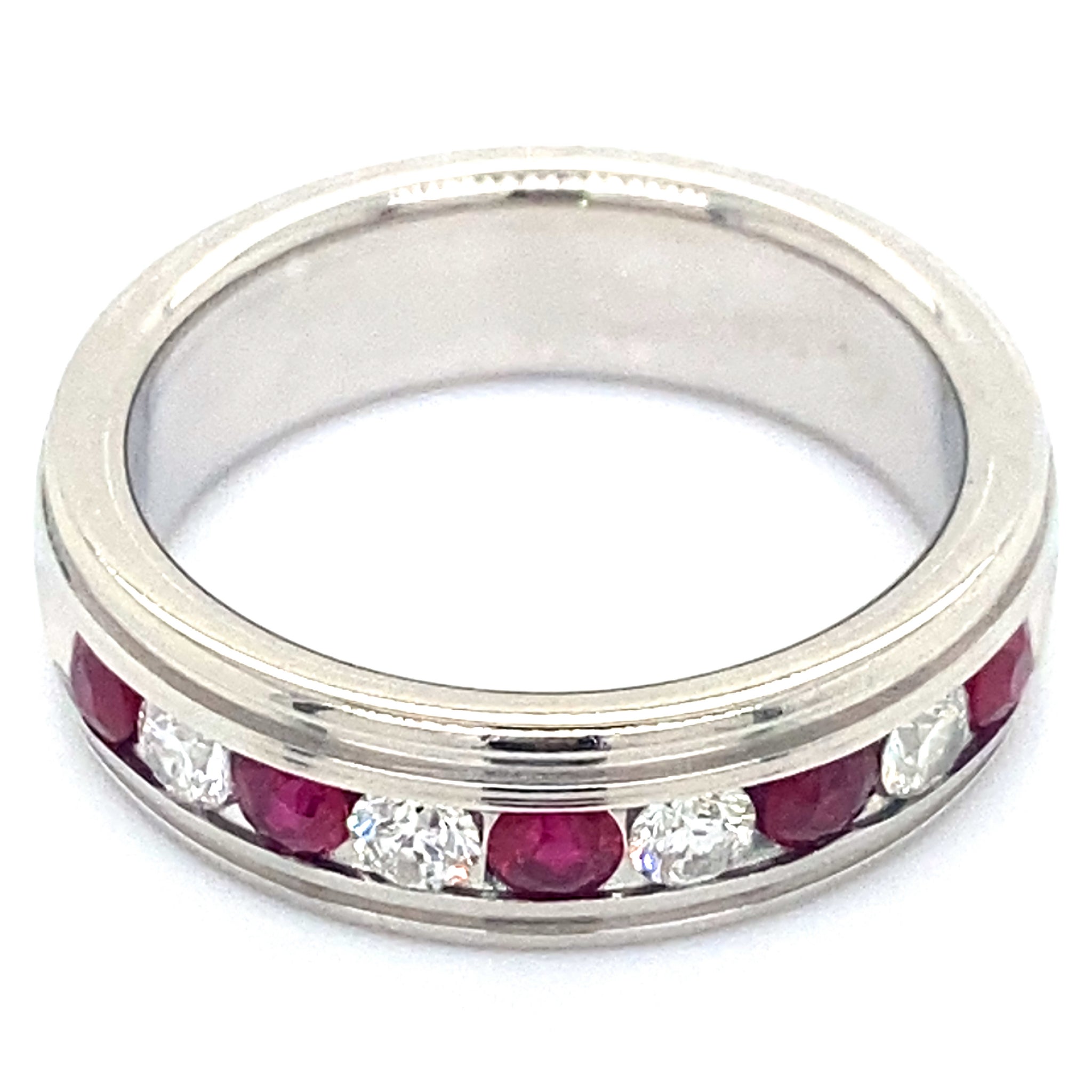 Estate Ruby & Diamond Channel Set Band