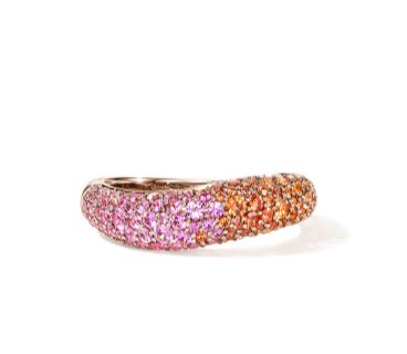 Surf 18K Rose Gold Ring with Pink Sapphire & Treated Yellow-Orange Sapphire Sz 7 by John Hardy