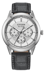 Men's Rolan Eco-Drive Watch with Grey Leather Strap by Citizen