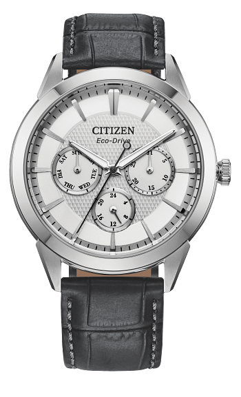 Men's Rolan Eco-Drive Watch with Grey Leather Strap by Citizen