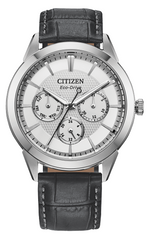 Rolan Eco-Drive Watch with Grey Leather Strap by Citizen