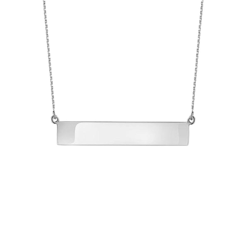 14K White Gold, Name Plate Necklace  18"