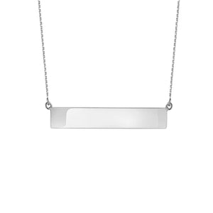 14K White Gold, Name Plate Necklace  18"