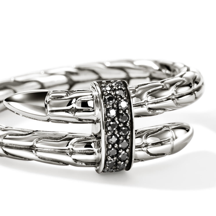 Spear Silver Single Wrap Ring with Treated Black Sapphire by John Hardy