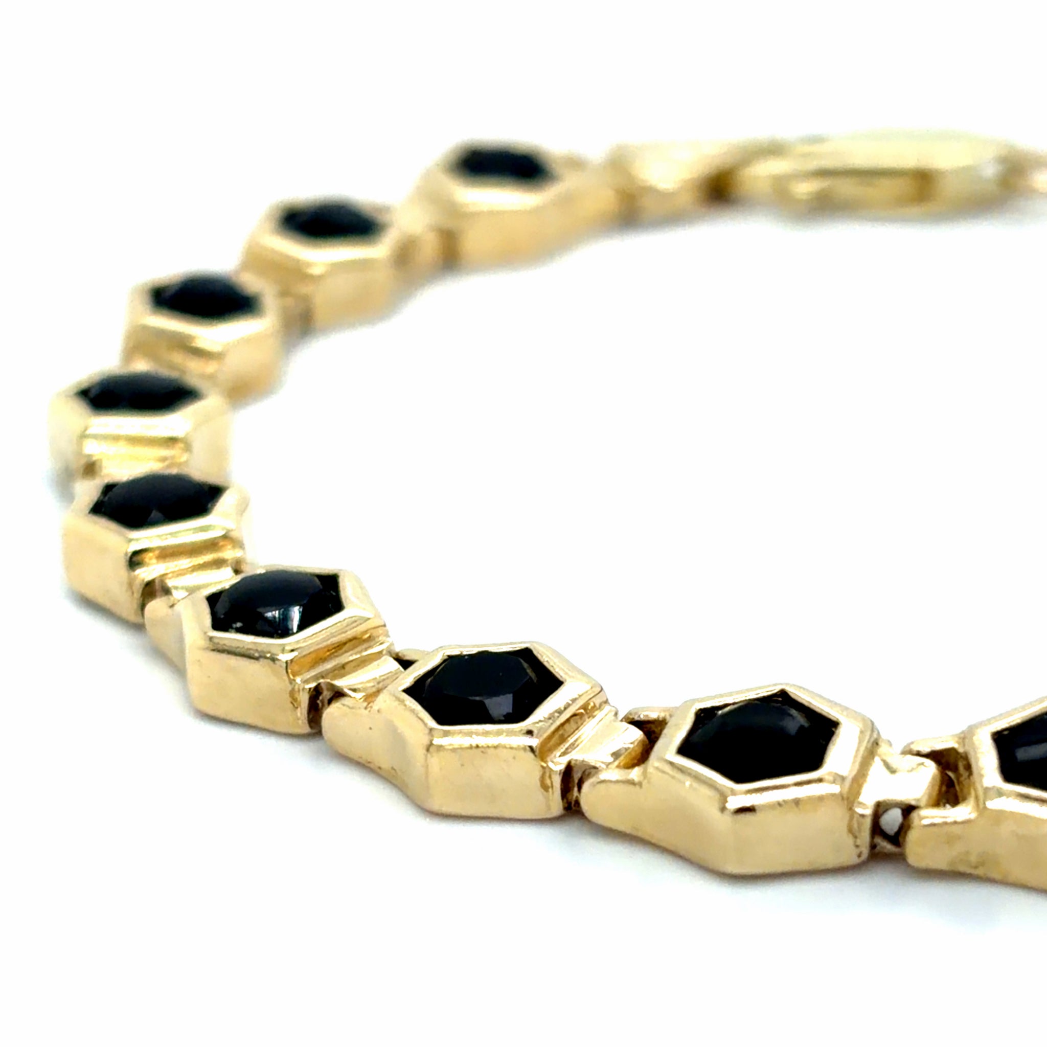 Estate Black Onyx Hexagonal Link Bracelet