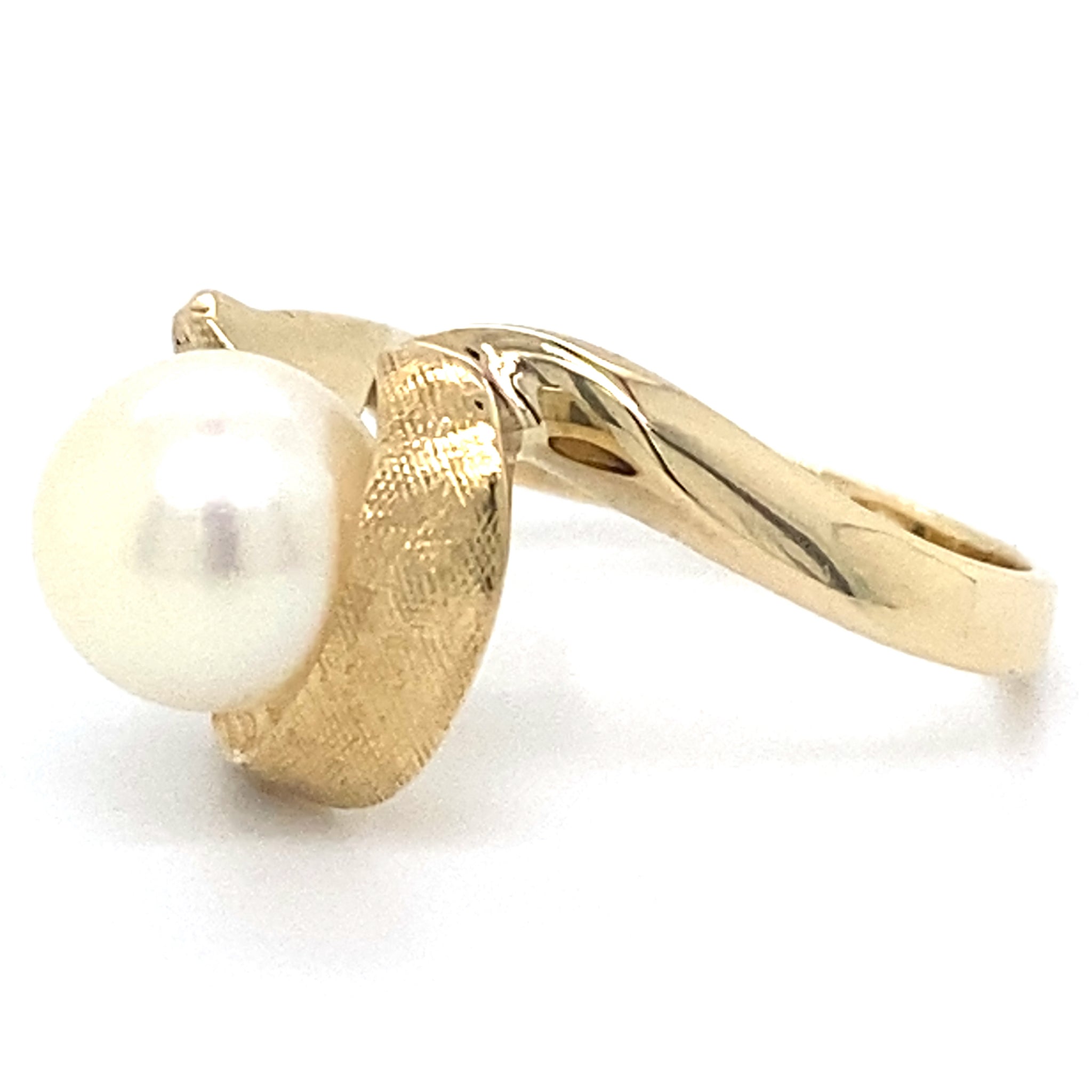 Estate Florentine Etched Pearl Ring