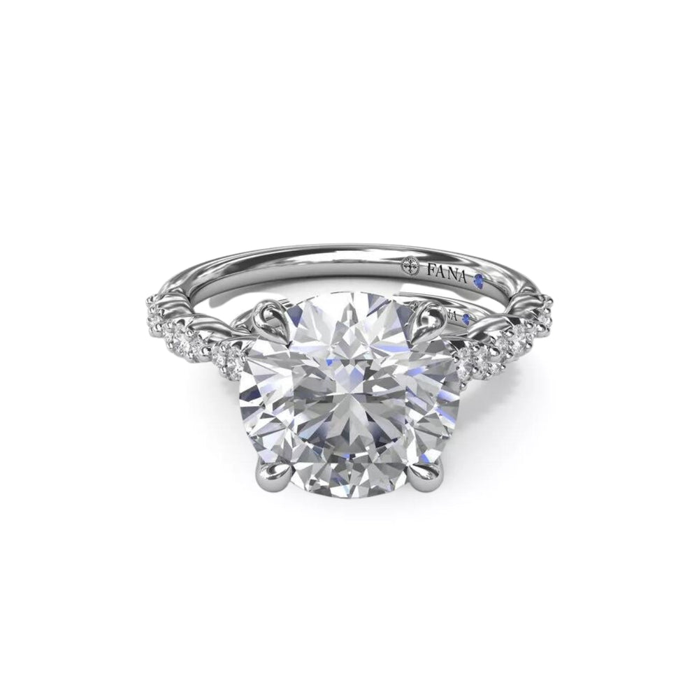 14K White Gold 0.20cttw G/H SI Round Petite Pave Diamond Semi-Mount Ring by Fana
