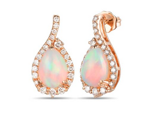 14K Strawberry Gold 1.80cttw Opal & 0.67cttw SI H-I Diamond Earrings by LeVian