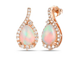 14K Strawberry Gold 1.70cttw Opal & 0.67cttw H/I SI1-SI2 Diamond Earrings by LeVian