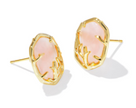 Daphne Gold Rose Quartz Coral Frame Stud Earrings by Kendra Scott