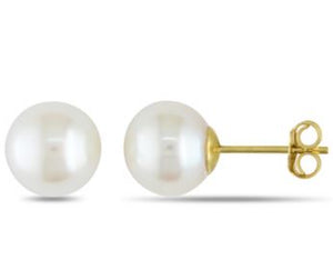 14K Yellow Gold 8mm Akoya Cultured Pearl Earrings