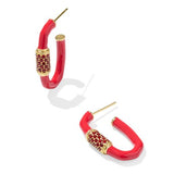Emery Gold Plated Red Mix Enamel Hoop Earrings by Kendra Scott