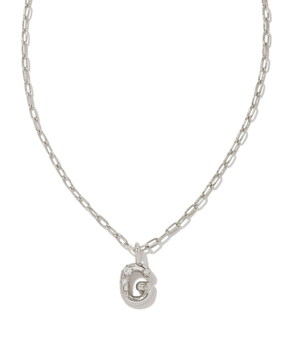 Crystal Letter G Silver White CZ Short Pendant Necklace by Kendra Scott
