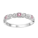 10K White Gold 0.13cttw Pink Tourmaline & 0.08cttw Diamond Band