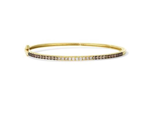 14K Honey Gold 1.00cttw Chocolate Ombre Diamond Bangle by LeVian