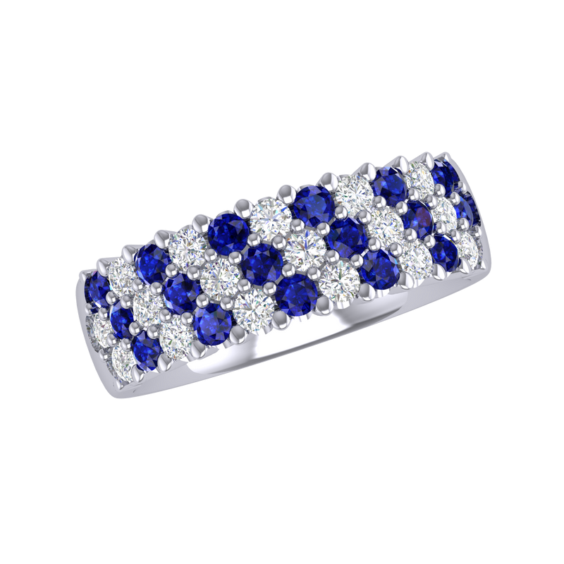 18K White Gold 1.08cttw Sapphire & 0.84cttw Diamond Ring Sz 6.5