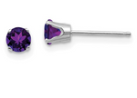 14K White Gold 4mm Amethyst Stud Earrings (February)