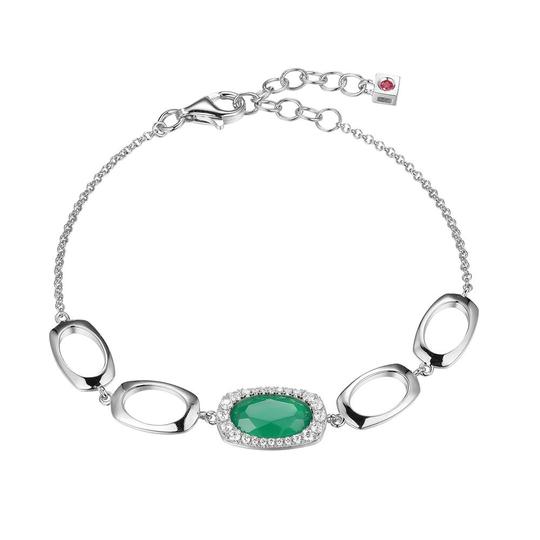 Sterling Silver Bracelet with Genuine Chrysoprase by ELLE