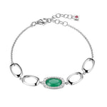 Sterling Silver Bracelet with Genuine Chrysoprase by ELLE