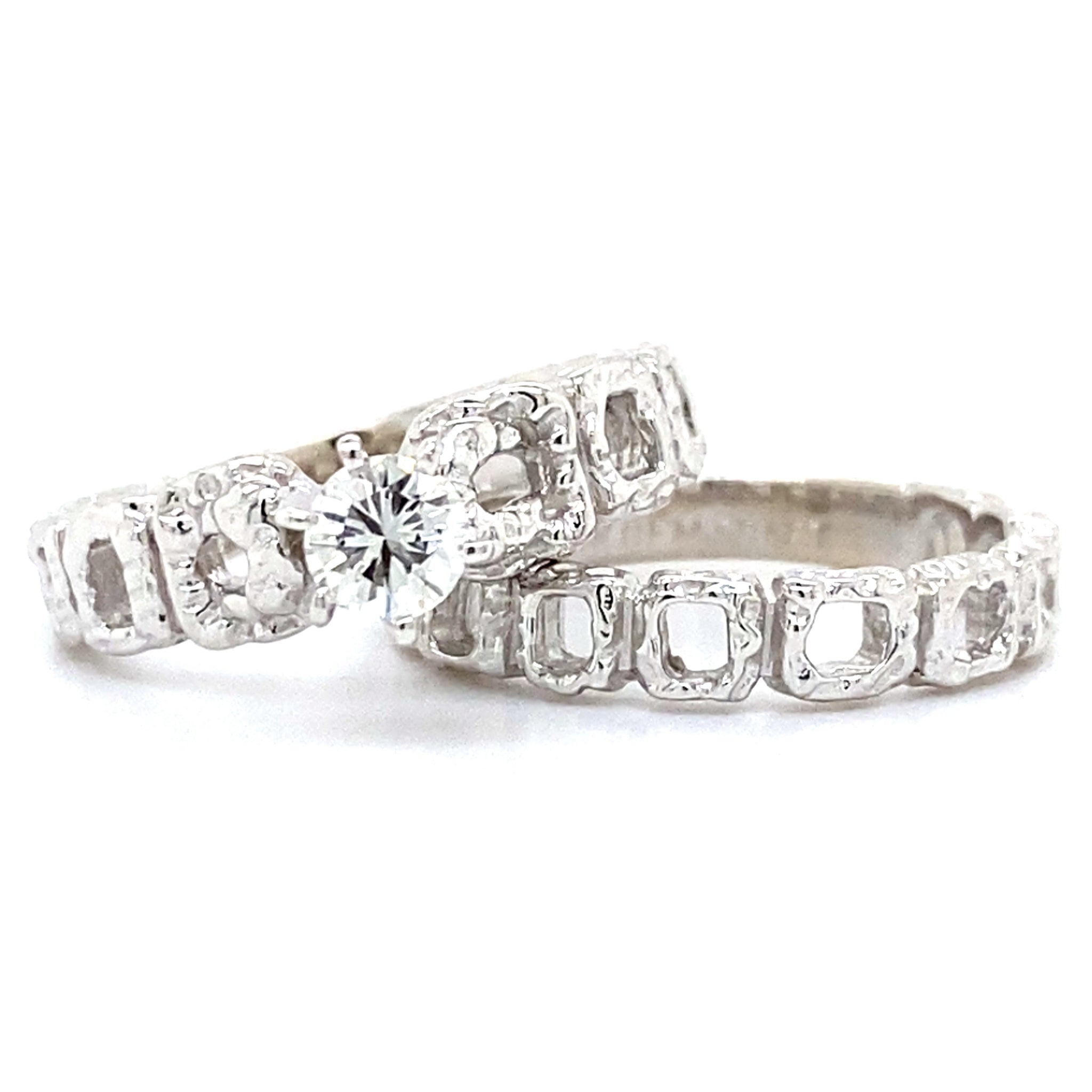 Estate Squared Nugget Wedding Set
