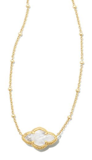 Abbie Yellow Gold Plated Ivory Mother of Pearl Pendant Necklace by Kendra Scott