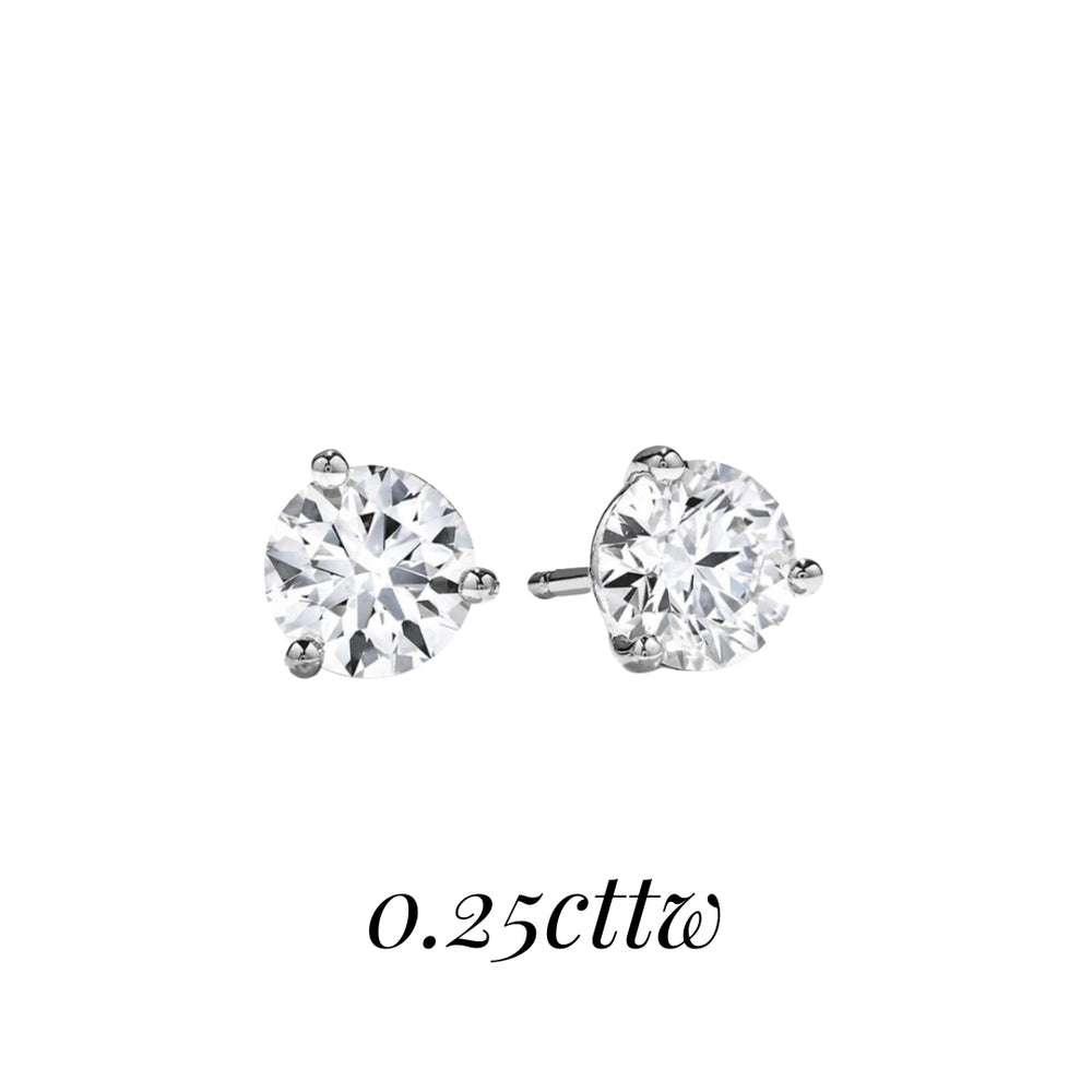18K White Gold Hearts on Fire Solitaire Diamond Earrings