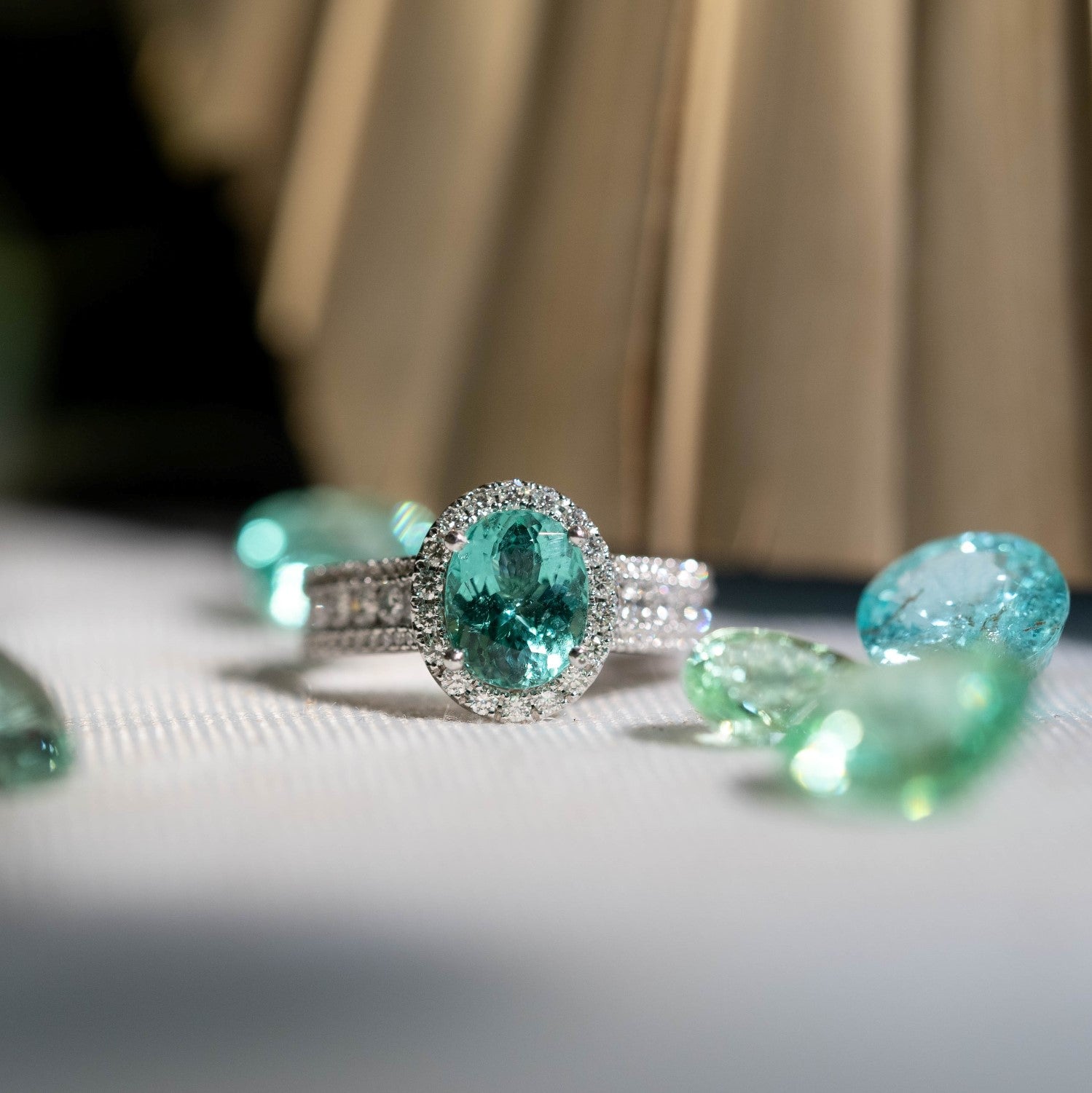 18K White Gold 2.04ct Oval Paraiba Type Tourmaline & 1.30cttw Diamond Ring