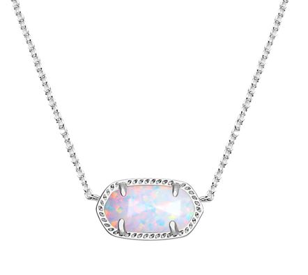 Elisa Silver Plated Necklace in White Kyocera Opal by Kendra Scott