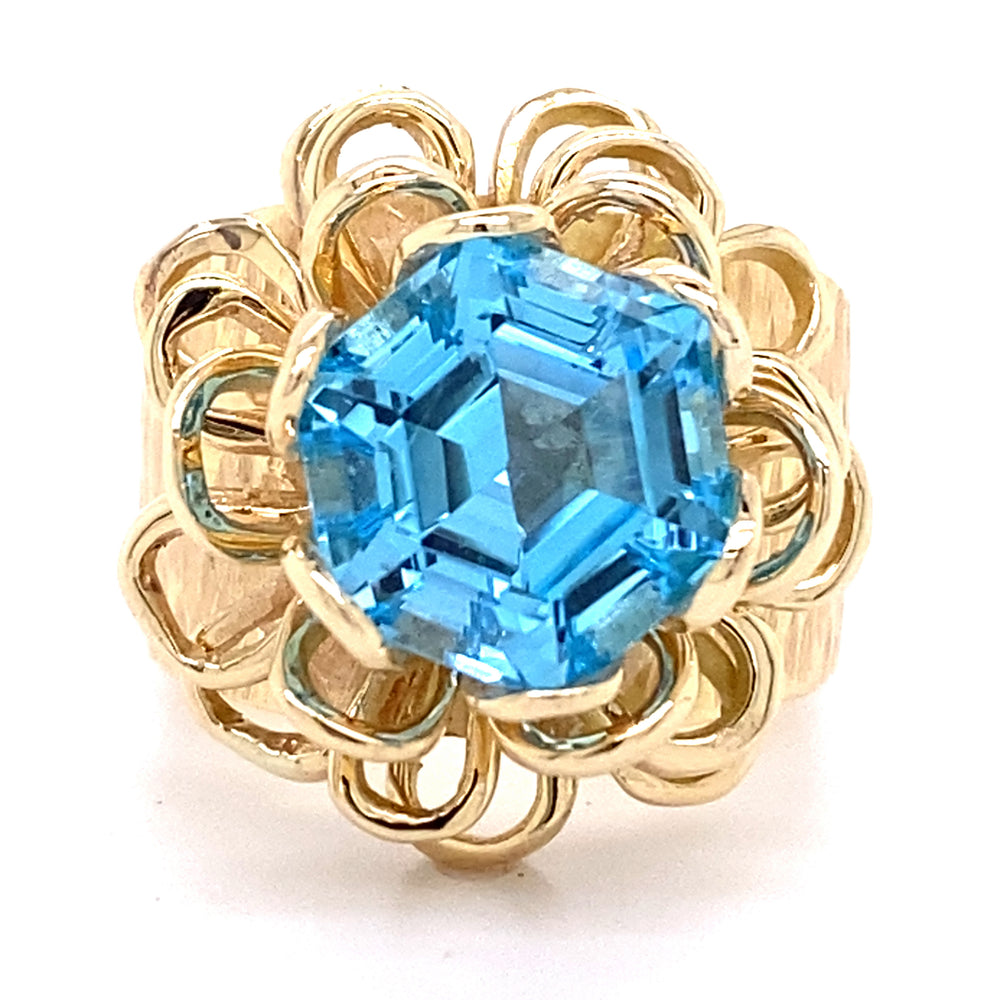 Estate Hexagonal Blue Topaz Ring