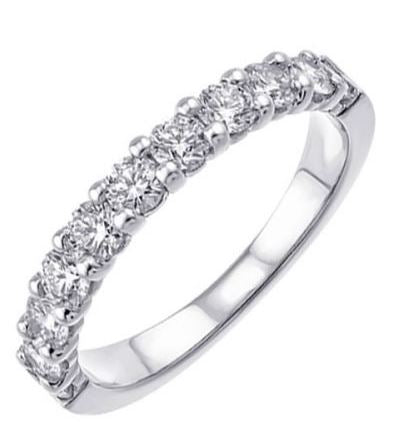 14K White Gold 1.00ct Lab Grown Diamond Wedding Band Sz 6.5