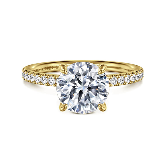 Twain - 14K Yellow Gold Round Diamond Engagement Ring