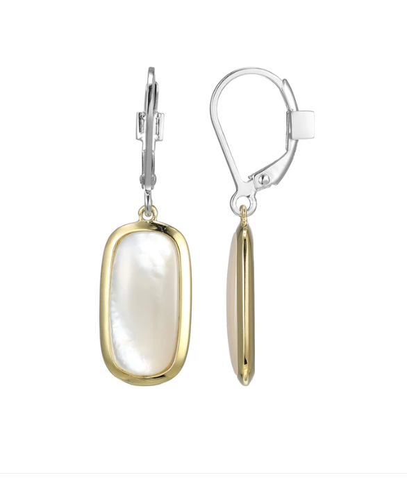 SS & Yellow Gold Plated Allure MOP Leverback Earrings